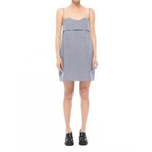 NEW TOIT VOLANT verona short dress in navy white gingham